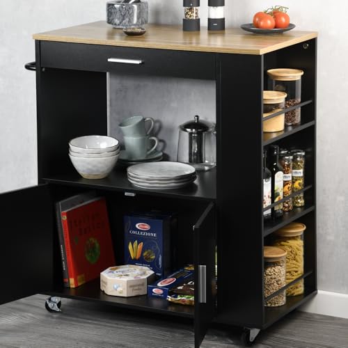 Kesper | Küchenwagen, Material: FSC-zertifizierte Faserplatte, Maße: B: 75 x H: 88 x T:40cm, Farbe: naur/schwarz | 25892 13