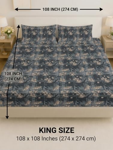 Image of Mafatlal King Size Bedsheet with 2 Pillow Covers (274 x 274 cm) | 140 GSM Microfiber | Soft, Breathable & Fade Resistant| Easy Care | Carbon Black