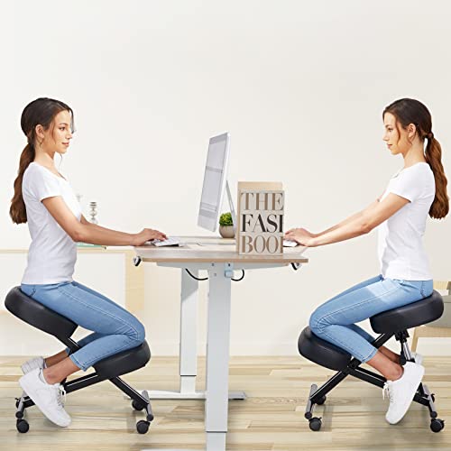 Image of Ergonomic Kneeling Chair, Height Adjustable Office Chair with an Angled Seat and Casters for Home, Meditation Chair