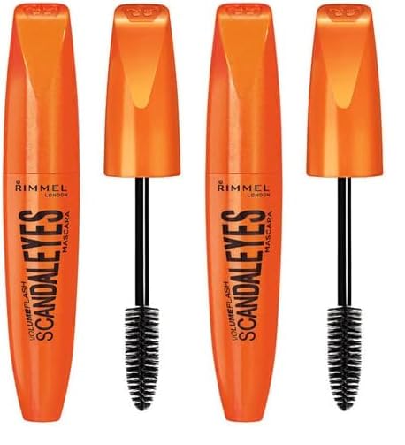Rimmel Scandaleyes - Máscara de pestañas, negro, 0.41 onzas líquidas (paquete de 2)