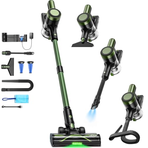Image of OIRFND Cordless Vacuum Cleaner, 58KPa /60Mins 10 in 1 Self-Standing Stick Vacuum (Army Green)