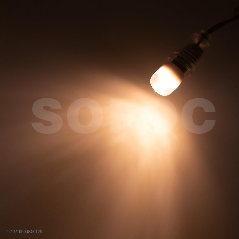 SOFOC E10 Ciepła Biała Żarówka LED Miniaturowa 10mm Trzonek Gwintowany do Panelu Instrumentów/Automatu Pinball/Latarki/Oświetlenia Dekoracyjnego 12V 10Szt.