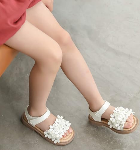 DADAWEN Girl's Summer Beach Water Sandals Soft Sole T-Strap Flat Sandal (Toddler/Little Kid)3