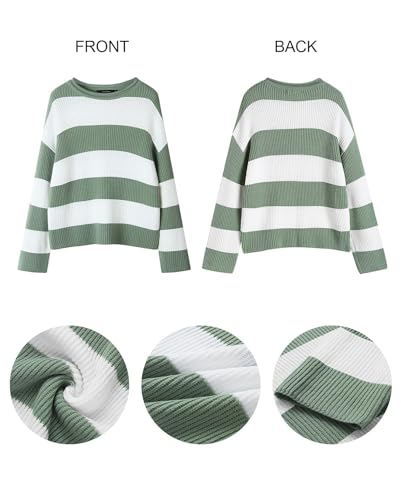 Women's Striped Knitted Pullover Crew Neck Fall Winter Sweater Long Sleeve Color Block Jumper3