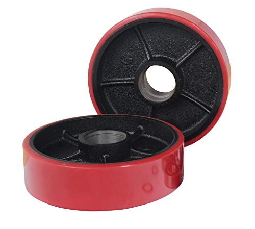 DAZONE Pallet Jack & Lift Truck Wheels Set 7\" Dia x 2\" Hub Length x 20mm ID, Pallet Truck Replacment Parts Kit for 2 Steering Wheels,4 Steel Bearings, Wheel Shaft and 2 Circlips - Thumbnail 2