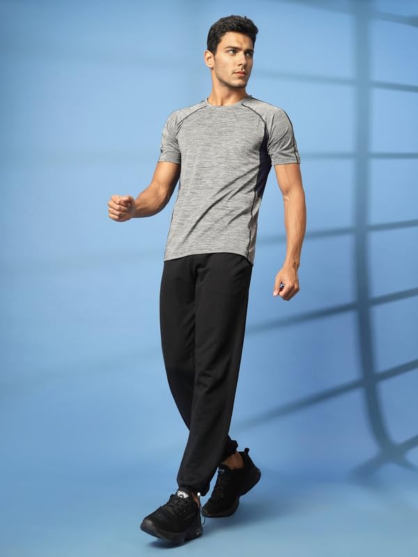 Image of CHKOKKO Men's Quick Dry Half Sleeve Regular Fit Lightweight Round Crew Neck Active Sportswear Gym T-Shirt for Workout Training Running and Fitness Activities Metalic Grey L