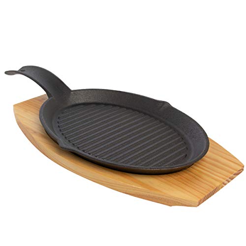 Mr Bar-B-Q 2 Piece Fajita Skillet Set With Wood Base Kitchen Accessories Cast Iron Skillet Cooking Set