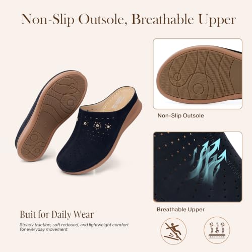 Image of SHIBEVER Clogs for Women Mules Comfortable: Slip On Closed Toe Casual Shoes | Cushioned Footbed All-Day Comfort Non Slip Platform Dress Shoes Breathable Upper for Walking Work Business Office Travel