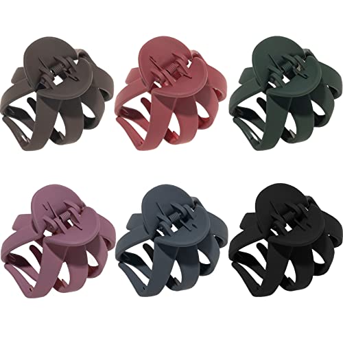 YAIKOAI 6 Pieces Large Grip Octopus Clip Matte Hair Claw Clips Spider Hair Jaw Clamp Barrettes for Women Girl Thick Long Hair Headwear, 6 Colors
