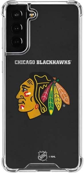 Skinit Clear Phone Case Compatible with Galaxy S22 Plus - Officially Licensed NHL Chicago Blackhawks Distressed Design