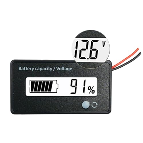 DC 12V 24V 36V 48V 72V Battery Meter, Battery Capacity Voltage Monitor Gauge Indicator, Lead-Acid&Lithium ion Battery Tester, for Golf Cart RV Marine Boat Club Car Motorcycle - with Alarm, White