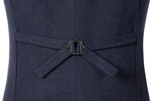 Image of SOLOVEDRESS Mens Vintage Tweed Suit Vest V Neck Casual Wool Waistcoat for Wedding Groomsmen