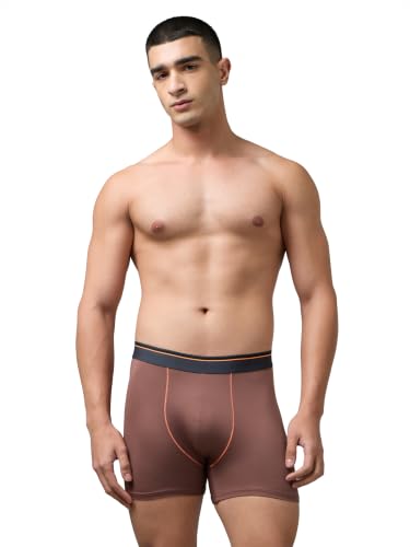 Image of TECHNOSPORT Men's Colorblock Trunks Underwear with ElastoLITE 4 Way Stretch Lightweight Breathable Moisture Wicking Soft Anti Odour Anti Microbial Comfort Fit Boxer Briefs Innerwear for Men