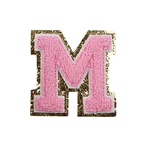 Iron on Sew on Letter Patches for Clothes, 52 pcs Alphabet A to Z, Class Pink Cover