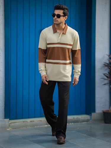 Image of Maniac || Mens || Color Block || Polo Neck || Full Sleeve || Cotton || T-Shirt