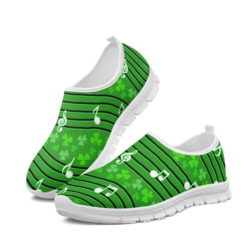 Zapatillas de caminar para mujer, transpirables y antideslizantes, para el arco del pie, Mocasines de viaje, fiesta, tenis y suela blanca, notas musicales, 42 EU