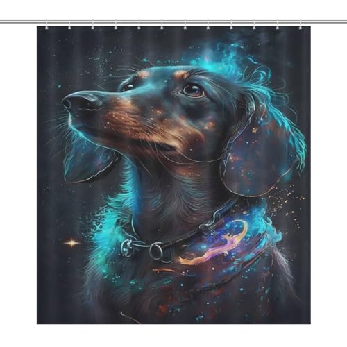 Rideau de douche Teckel imperméable en polyester lavable pour baignoire 168x183 cm - 7