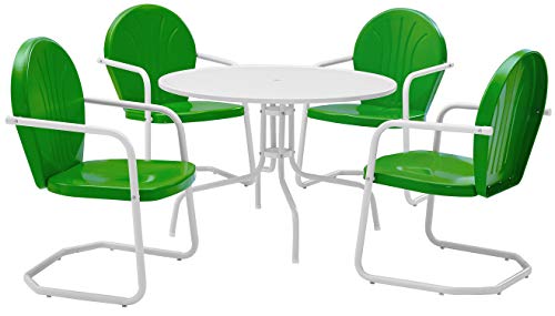 Outdoor Dining in Green Bay: Top Patio Sets for Stylish Backyard Meals 9 Crosley Furniture Griffith 5-Piece Outdoor Dining Set for 4, Retro Metal Round Patio Table and Chairs, Grasshopper Green
