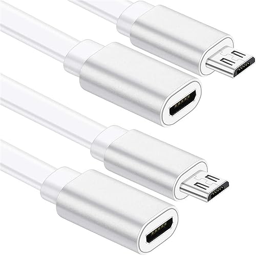 Sumind 2 Pack 20FT Total Micro USB Extension Cables, Male to Female Extender Cord Compatible with Wyze Cam OG, WYZE Cam Pan,Wyze Cam V3,Kasa Camera EC60, KC100, KC400 (White)