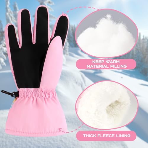 Image of Duoyeree Kids Waterproof Ski Gloves Warm 5-Fingered Winter Accessories for Boys & Girls Aged 4-13.