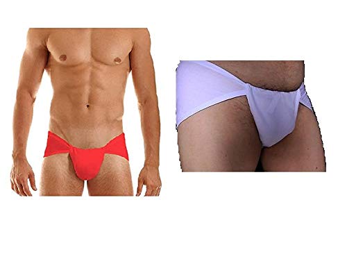 4 X Indian Traditional Underwear Langot Supporter loincloth Cotton (2 White + 2 Orange), White, One size