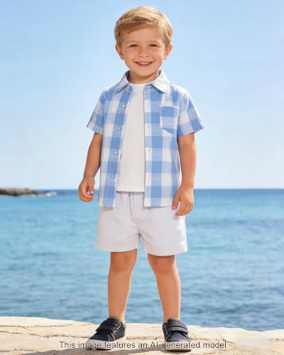 Image of SANGTREE 3 Piece Boy Outfits Short Sleeve Shirt and Shorts Set Beach Vacation Summer Clothes, 3 Months - 9 Years