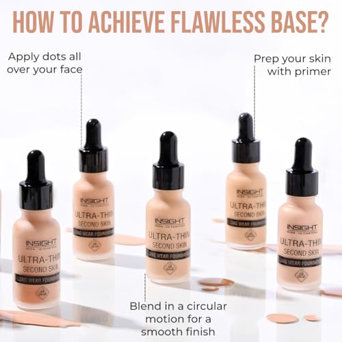 Image of INSIGHT Ultra-Thin Second Skin Foundation 20ml | Long Wear Liquid Matte, Waterproof, Full Coverage, Oil-Free, SPF 15, Lightweight Base - Rose Beige (Pack of 2)