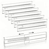 OulQinyhome Lot de 6 Séparateurs de Tiroirs Réglables en Plastique Transparent (28,5–50 cm) – Organisateur Extensible pour Cuisine, Salle de Bain, Bureau et Commode