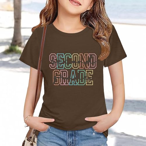Toddler Kids Back to School Shirt Youth Boys Girls First Day of Preschool Tshirts Children Cute (b-Brown, 12-13 Years)4