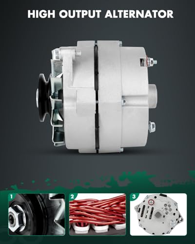 Image of 1 Wire GM Alternator SCITOO New Self-exciting Alternator Fit for Chevy High Output 12V 105Amp 10SI SBC BBC GM Replace #ADR0335 7127-SE105 400-12340 ADR0151 20-102-7