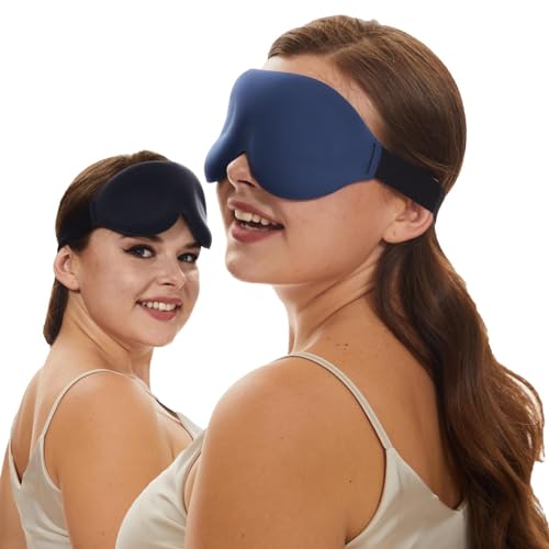 ALASKA BEAR 2 Pack 100% Blackout Sleep Masks Most Comfortable Contoured Eye Cups and Nose Covering for Women Men, 3D Pillow Eye Masks 0 Pressure on Eyelids & Eyelashes(Black&Navy) - Thumbnail 7