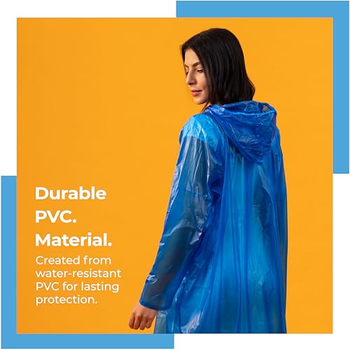 Lifelong Waterproof Unisex Raincoat | Hooded Full Sleeves Outdoor Poncho for Men, Women, Boys & Girls | Durable PVC Rainwear for Camping, Hiking, Travelling | Adjustable Drawstring | Sky Blue (1 Pc) - Image 2 thumbnail