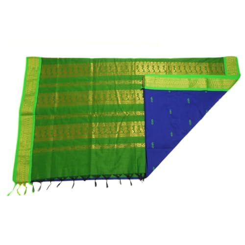 Image of Pure Kalyani Cotton Saree | Zari Border & Blouse Piece - Lata Gadwal Design | Traditional Saree