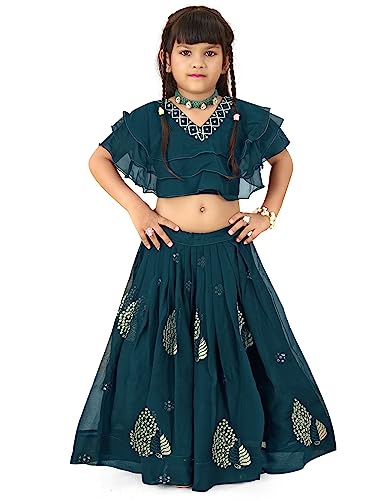 Image of Helene Girl's Georgette Silk Embroidered Readymade Lehenga Choli Set | 3-8 Years | Ethnic Wear |