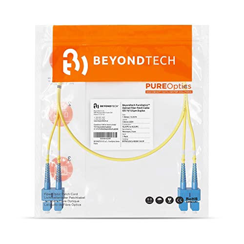 Image of SC to SC Fiber Patch Cable Single Mode Duplex - 1m (3.28ft) - 9 /125 OS1 - Beyondtech PureOptics Series