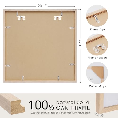 Puthiac Oak Wood 20x20 Picture Frames - 3 Pack Beige Frames for Wall