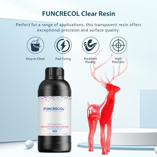 Image of 3D Printer Resin, 16K High Transparent Resin, High Precision & Clear 3D Printing Photopolymer Liquid, 405nm Fast UV-Curing Resin for LCD /DLP /MSLA 3D Printer, Clear Red 1000g