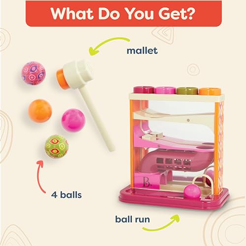 Image of B. toys - Whack - a - Ball - Pounding Toy - Developmental Toy - 4 Colorful Balls & Hammer - Educational Toys for Toddlers - 1 Year +
