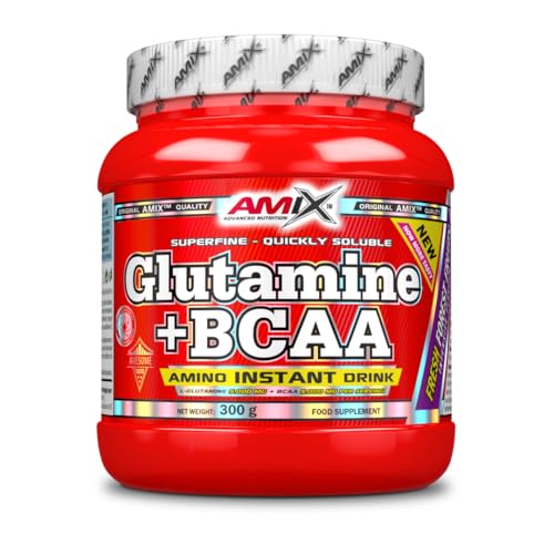 AMIX BCAA Glutamina - Réduit le Catabolisme Musculaire et Facilite la Récupération Post-formation - Idéale pour les Athlètes - Fruits de la Forêt - 300 gr