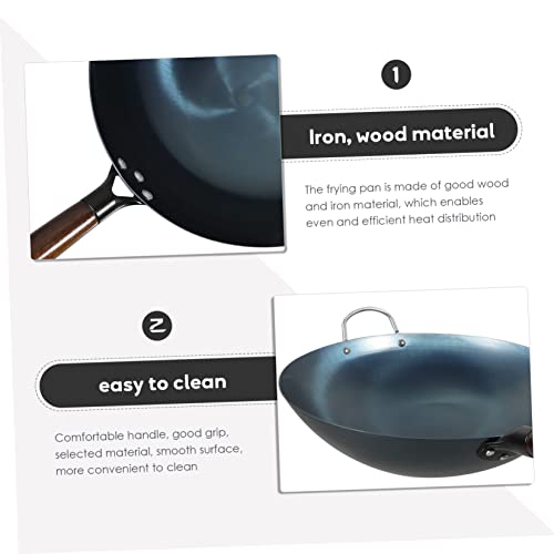 Wok tradicional fondo redondo con mango de madera miniatura 4