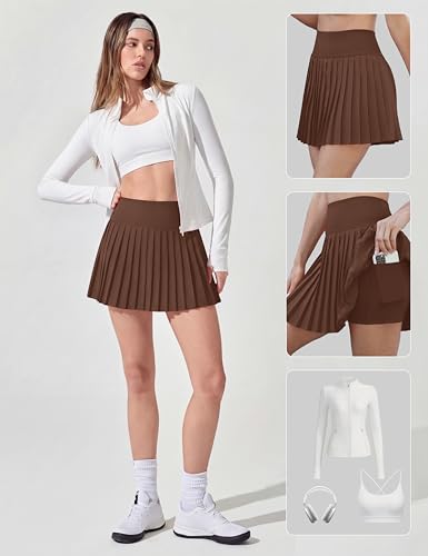 Image of Alaroo Pleated Tennis Skirt for Women with Pockets Shorts Skort | High Waisted Golf Athletic Skorts Running Workout Skirts