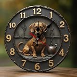 Orologio alimentato a batteria: questo orologio da parete a batteria funziona con una singola batteria AA (non inclusa), con lancette facilmente regolabili e una copertura rimovibile per il movimento. Questo orologio con stampa di cane labrador marrone per soggiorno e cucina aggiunge praticità e funzionalità