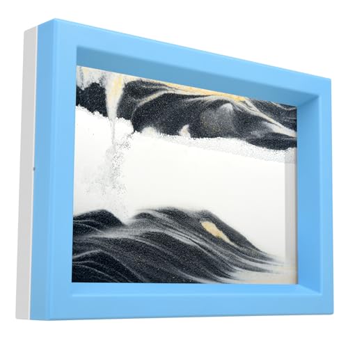 whimsyyy Moving Sand Art Liquid Motion Bubbler Flowing Sand Art Picture Desktop Sensory Calming Fidget Toy Voted Best Gift!(Ocean Heart) (Black)