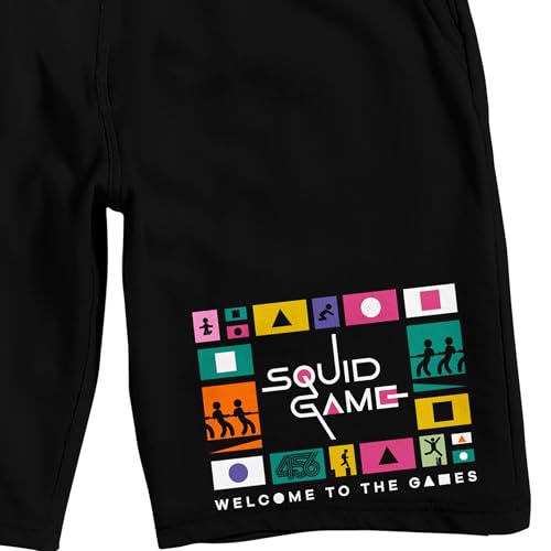 Squid Game Flags Adult Black Sleep Pajama Shorts2