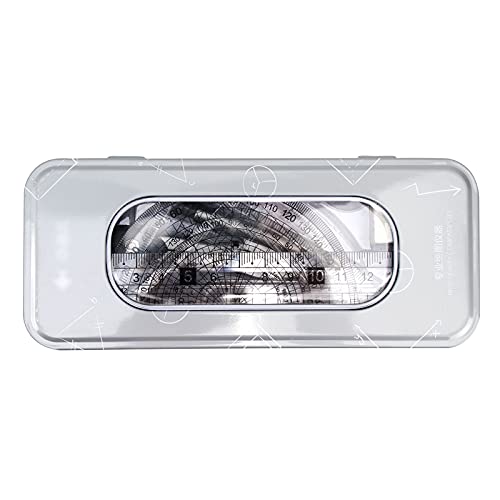 Hoce Juego de 8 piezas de geometría matemática con funda, incluye reglas, borrador, transportador, brújula, recambio de lápiz, juego de cuadrados, bolígrafo, gris plateado