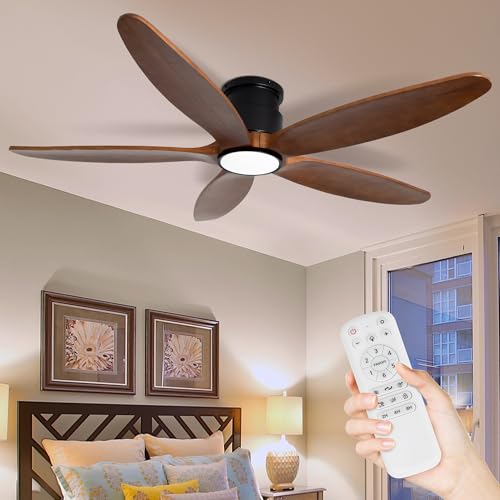 Ceiling Fan with Lights, 52Inch Flush Mount Ceiling Fan with
