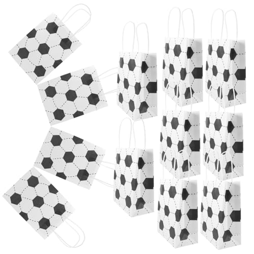 KOCKSHION 12個サッカー柄紙袋 パーティー バッグ スポーツボールテーマのイベントや誕生日に 大きなハンドル付きで持ち運び便利 お土産やお菓子を に収納