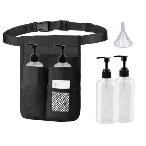 Merleu Massage Bottle Holster Single Kit - Incl. 2 Bottle Machine Washable Massage Lotion Holster with Air Mesh Adjustable Strap for Massage Oil & Massage Lotion (2X 10oz)