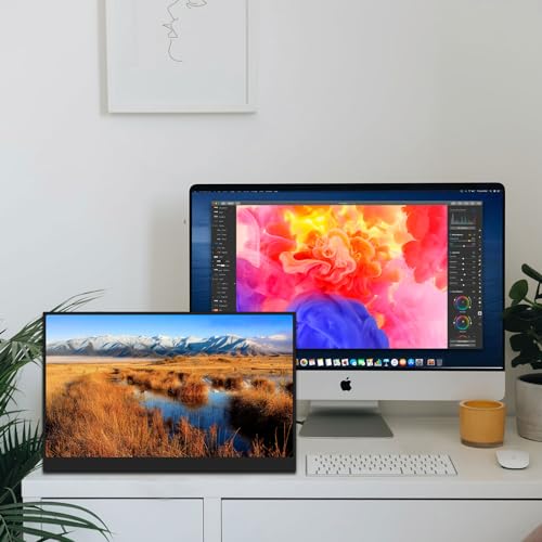 Image of KurieTim 21.5 inch 100Hz Large Portable Monitor FHD IPS USB-C HDMI HDR Second Laptop Screen, 100% sRGB 1300:1 Contrast with Kickstand Speaker VESA for Travel Home Gaming Dorm