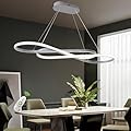 Modern LED Chandelier Dining Room Pendant Light Dimmable Creative Chandelier Remote Control Color/Brightness 3000-6000K Adjustable Hanging Lamp for Bedroom Living Room Kitchen (Silver)